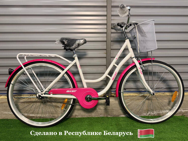 Велосипед 26"AIST avenue бело-розовый с корзиной